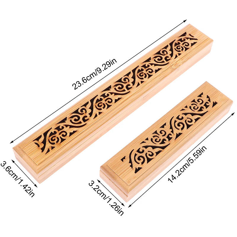 1Pc Bamboo Incense Burner with Laying Plate Aromatherapy Bamboo Insence Box Burner Ash Catcher for Incense Storage and Burning