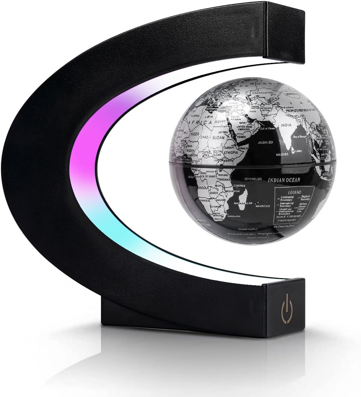 Magnetic Levitation Floating Globe, Levitating C Shape with LED Lights Touch Control for Educational Home Office Decor, Anniversary Creative Gift(3.3 Inches Globe)