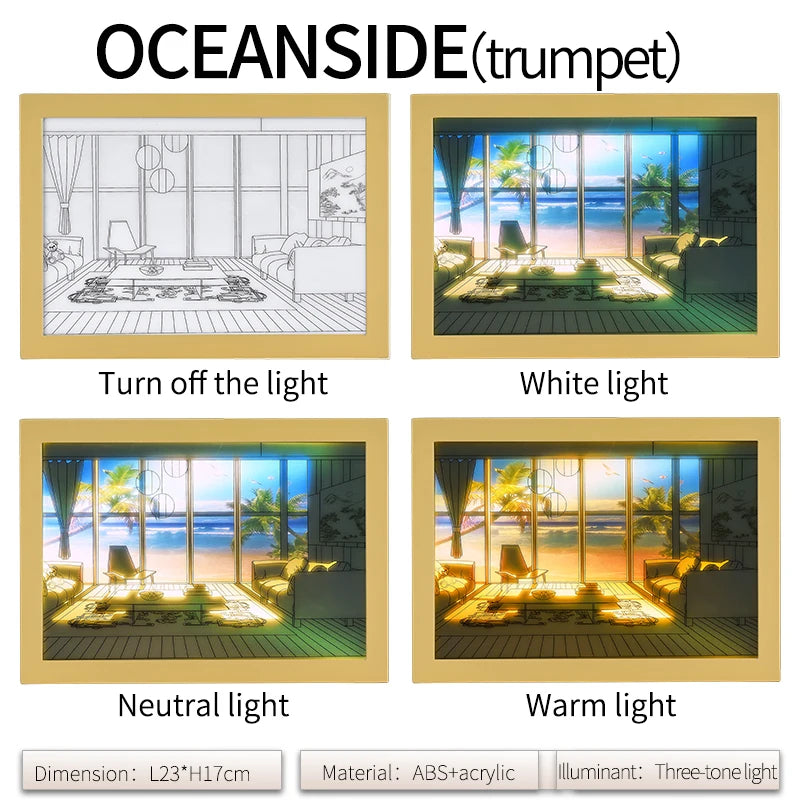 INS Lighting Painting Decorations Modern and Minimalist Bedside Bedroom Creative Luminous Lighting Painting Three Color Dimming