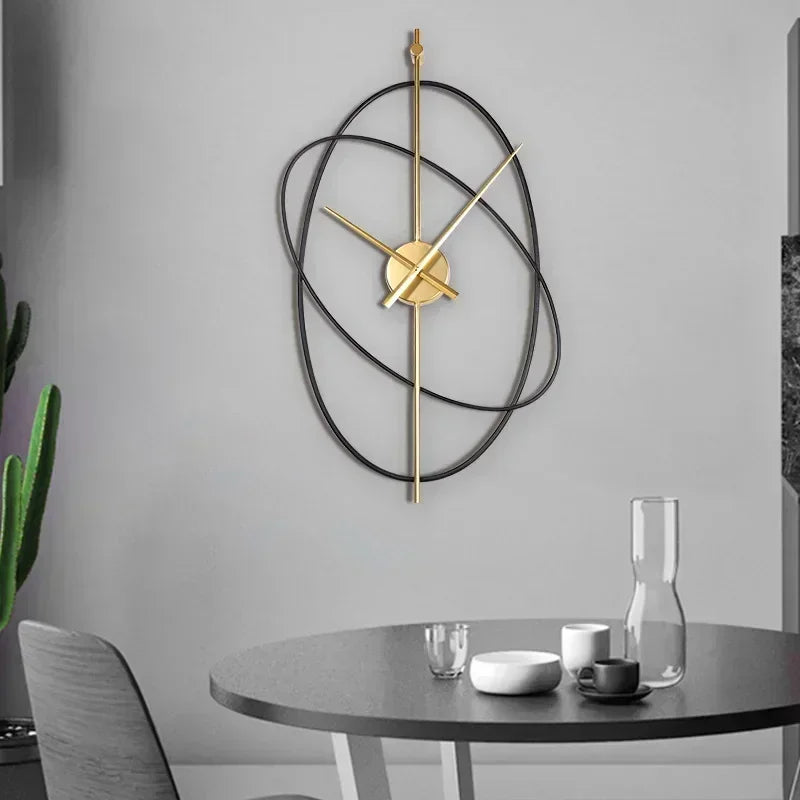 Simple Iron Wall Clock Metal Oval Clocks Wall Home Decor Modern Design