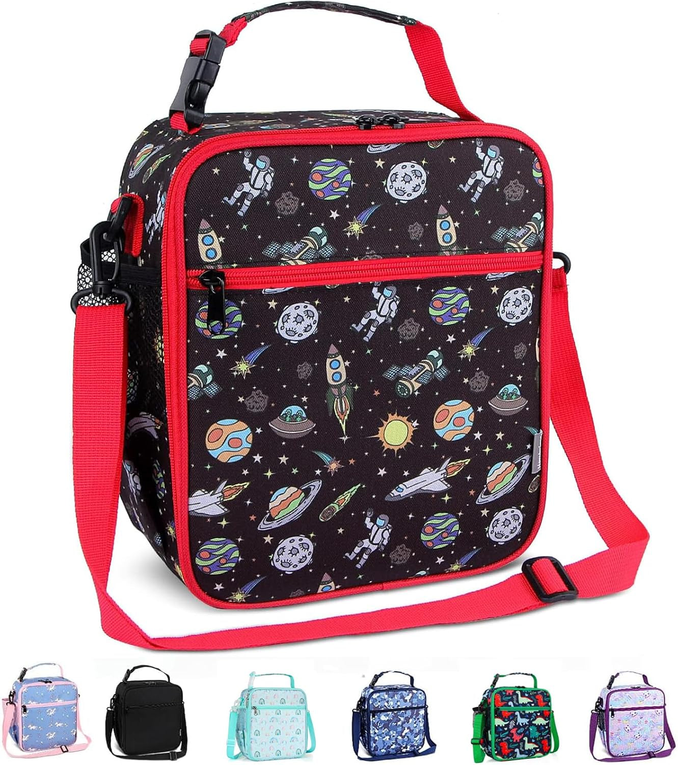 Kids Lunch Bag, Reusable Lunch Bag with Adjustable Strap, Insulated Picnic Bag (Dinosaur)