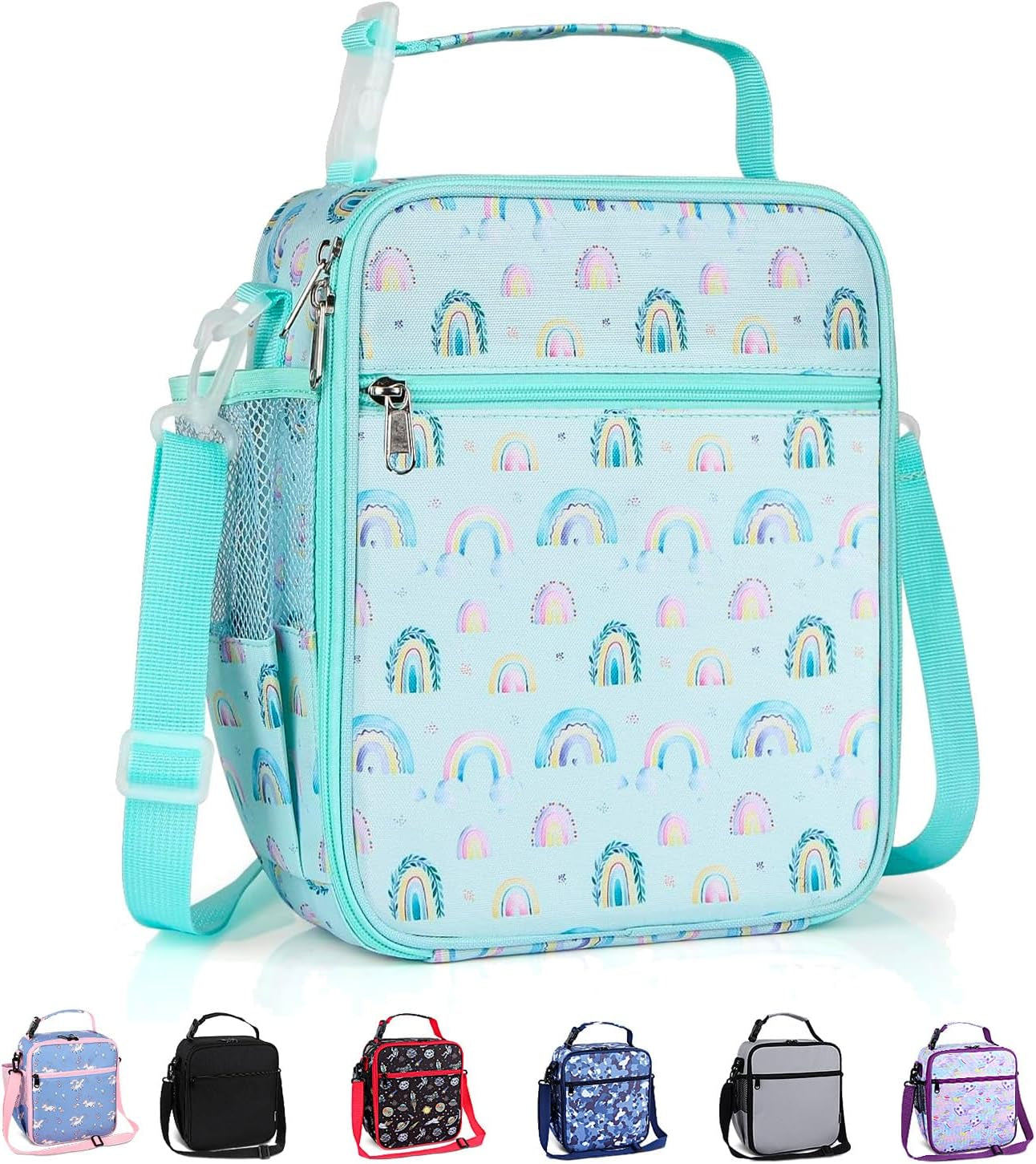 Kids Lunch Bag, Reusable Lunch Bag with Adjustable Strap, Insulated Picnic Bag (Dinosaur)
