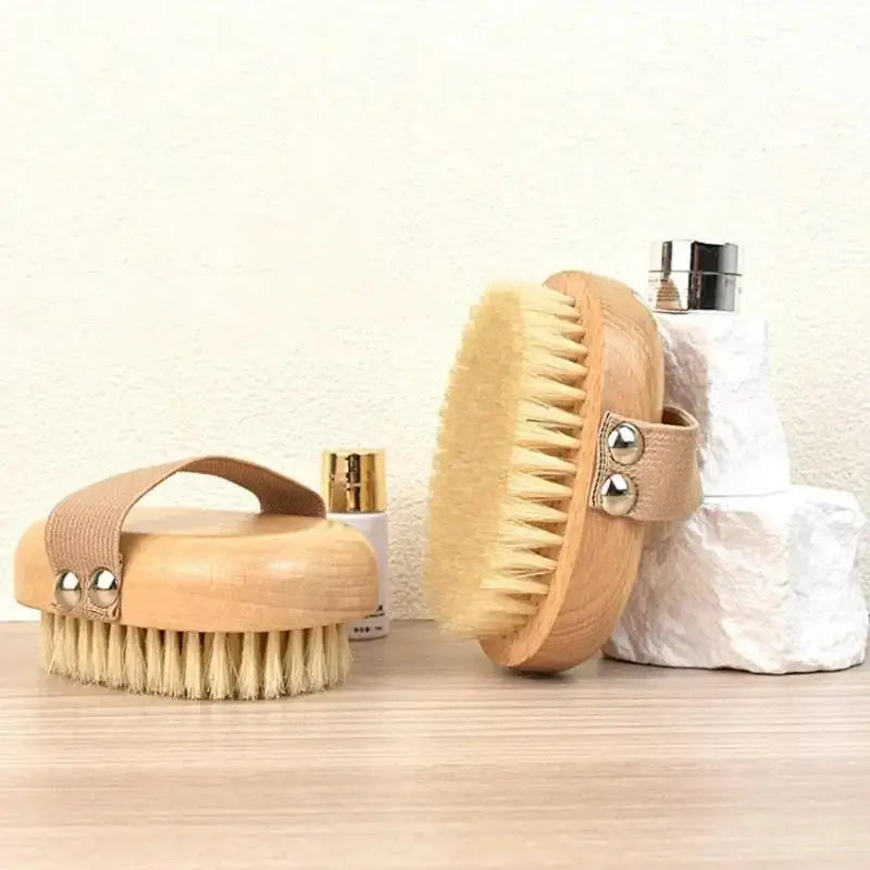 Spa Wooden Body Brush Natural Boar Bristle Exfoliating and Bathing Brush