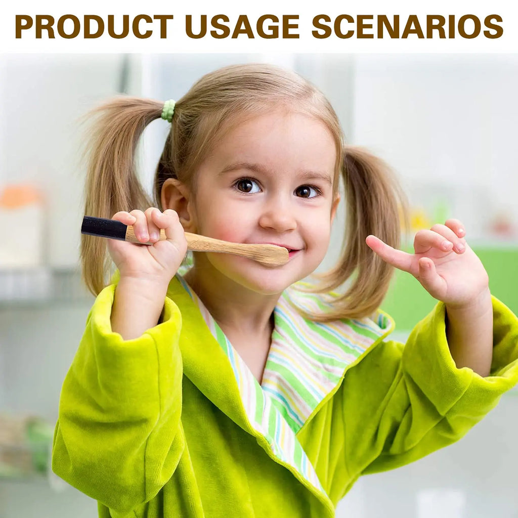 20 Pcs Kids Bamboo Toothbrush Natural Soft Bristle Bpa-Free various Colours
