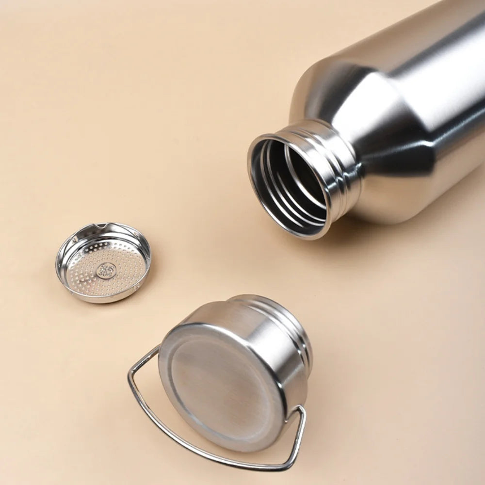 2L Drink Bottle Large Capacity Stainless Steel Single-Layer Metal Flask