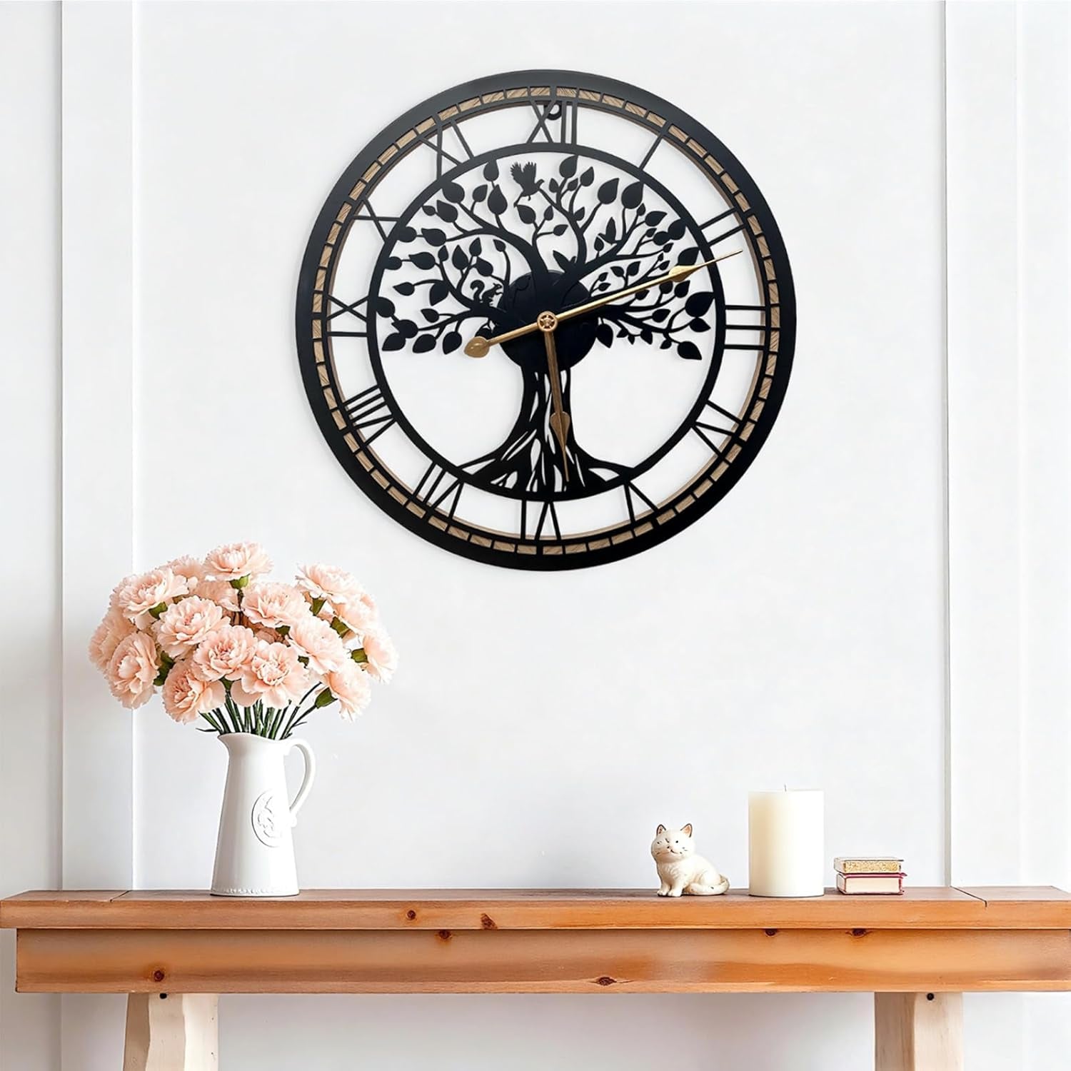 Tree of Life Wall Clock, Clocks for Living Room, Kitchen Clock Quiet and No Ticking, Suitable for Wall Decor, Living Room Decoration, Kitchen Decoration(40Cm)