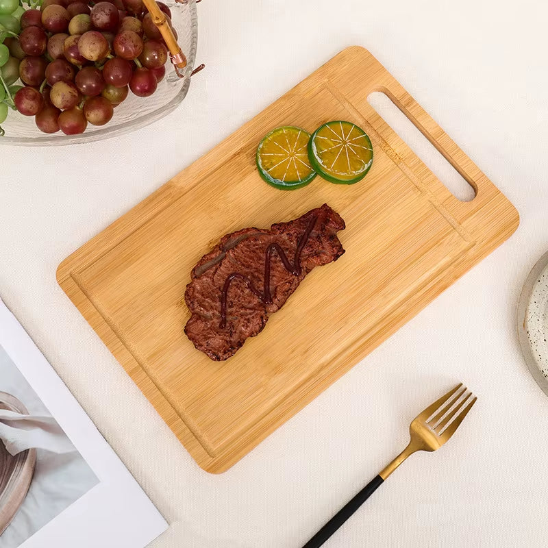 Double-Sided Bamboo Cutting Board - Natural Moso Bamboo Anti-Mold Kitchen Chopping Board