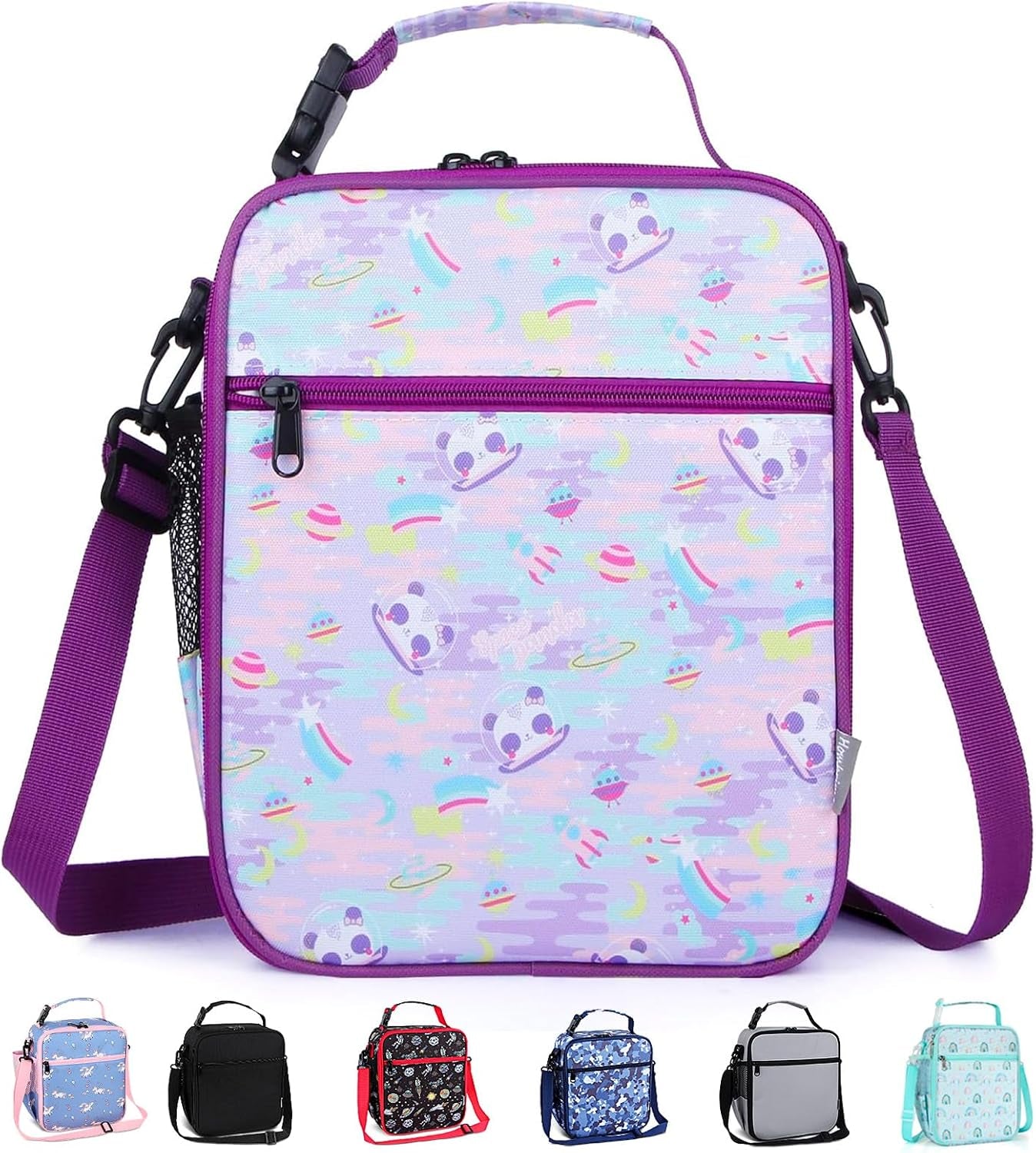 Kids Lunch Bag, Reusable Lunch Bag with Adjustable Strap, Insulated Picnic Bag (Dinosaur)