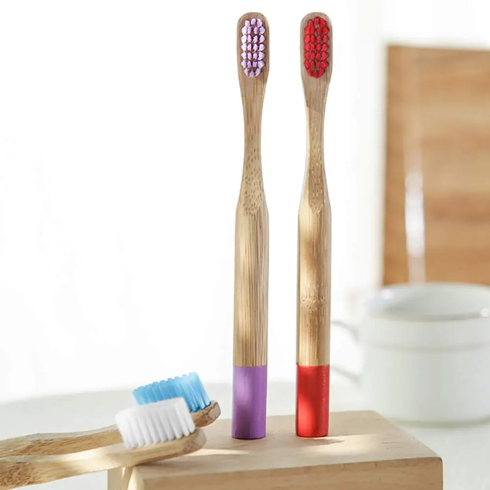 20 Pcs Kids Bamboo Toothbrush Natural Soft Bristle Bpa-Free various Colours