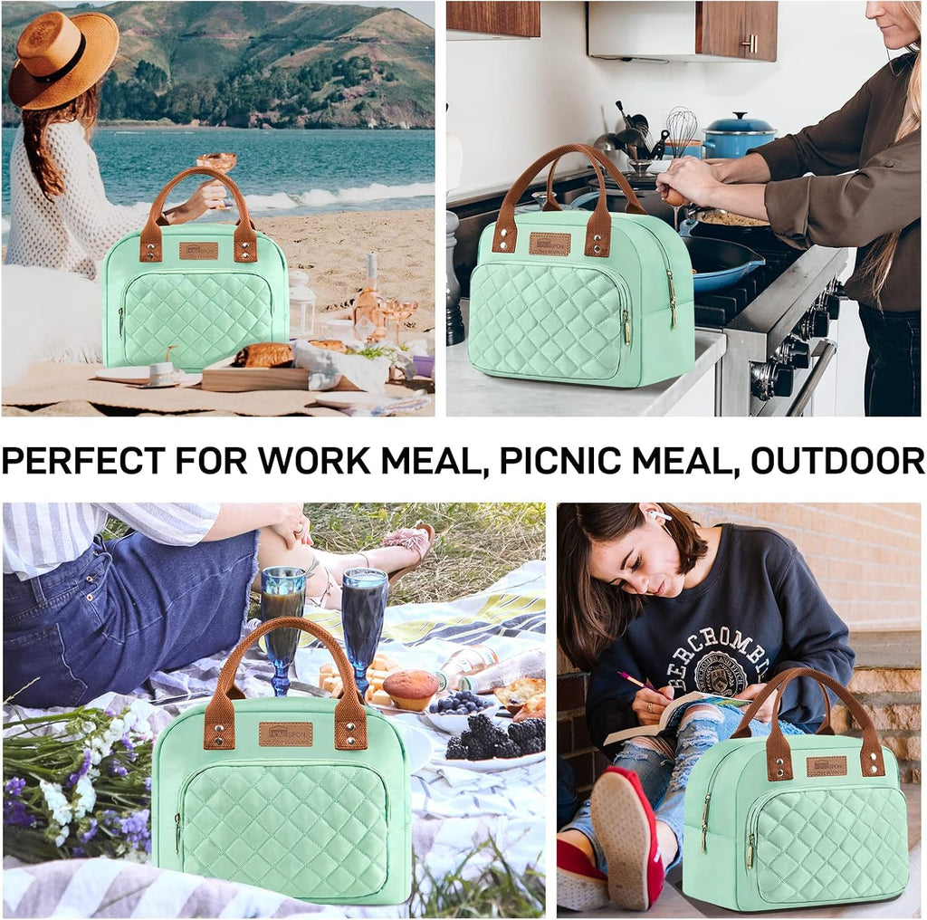 Insulated Lunch Bag for Women Men Work Adult Cool Bag Lunch Box Container Ladies Lunch Tote (Green)