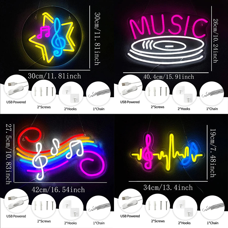Music Series Neon Sign for Wall Decor,LED Neon Lights