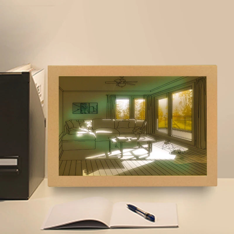 INS Lighting Painting Decorations Modern and Minimalist Bedside Bedroom Creative Luminous Lighting Painting Three Color Dimming
