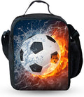 Football Lunch Box, Portable Insulated Lunch Bag Kids Lunch Box Bag, Waterproof Leakproof Thermal Cooler Bags for School Picnic Travel Hiking, 25X19X8Cm