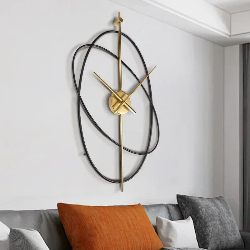 Simple Iron Wall Clock Metal Oval Clocks Wall Home Decor Modern Design