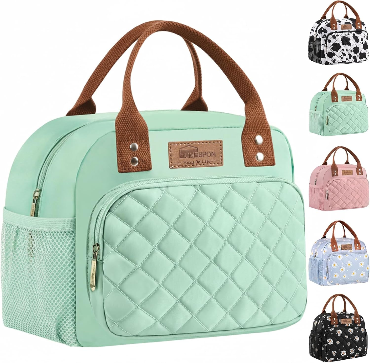 Insulated Lunch Bag for Women Men Work Adult Cool Bag Lunch Box Container Ladies Lunch Tote (Green)