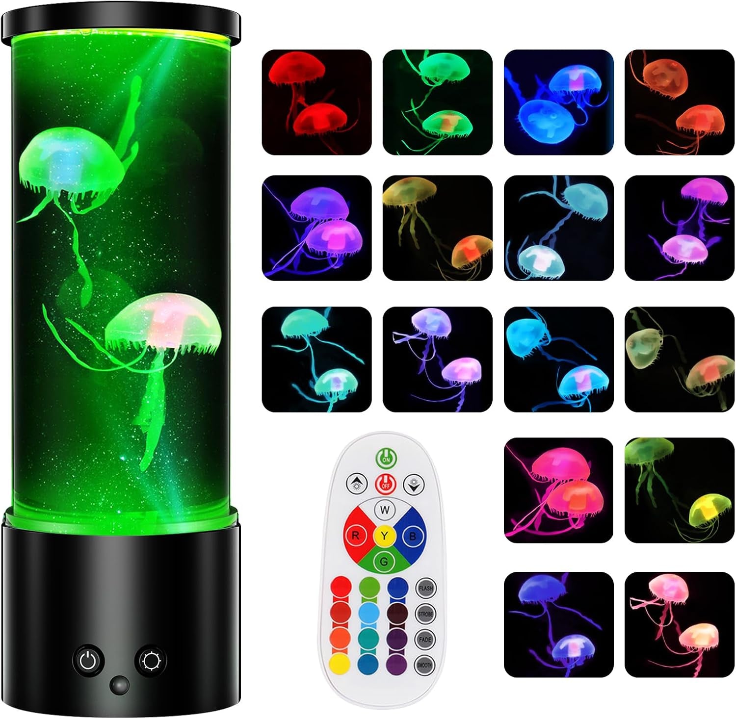 Jellyfish Lamp, Jelly Fish Light Lamp with Music Bluetooth Speaker & White Noise, 10 Color Changing Jellyfish Aquarium with Speed Control Sensory Mood Light for Relax, Christmas Gift for Kids