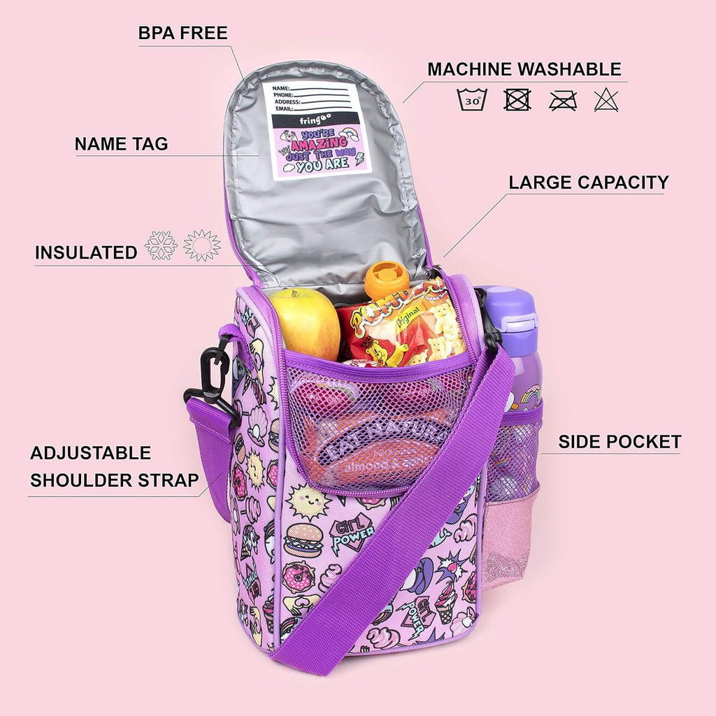 Kids Lunch Bag for School - Insulated with Water Pocket - 5 Designs