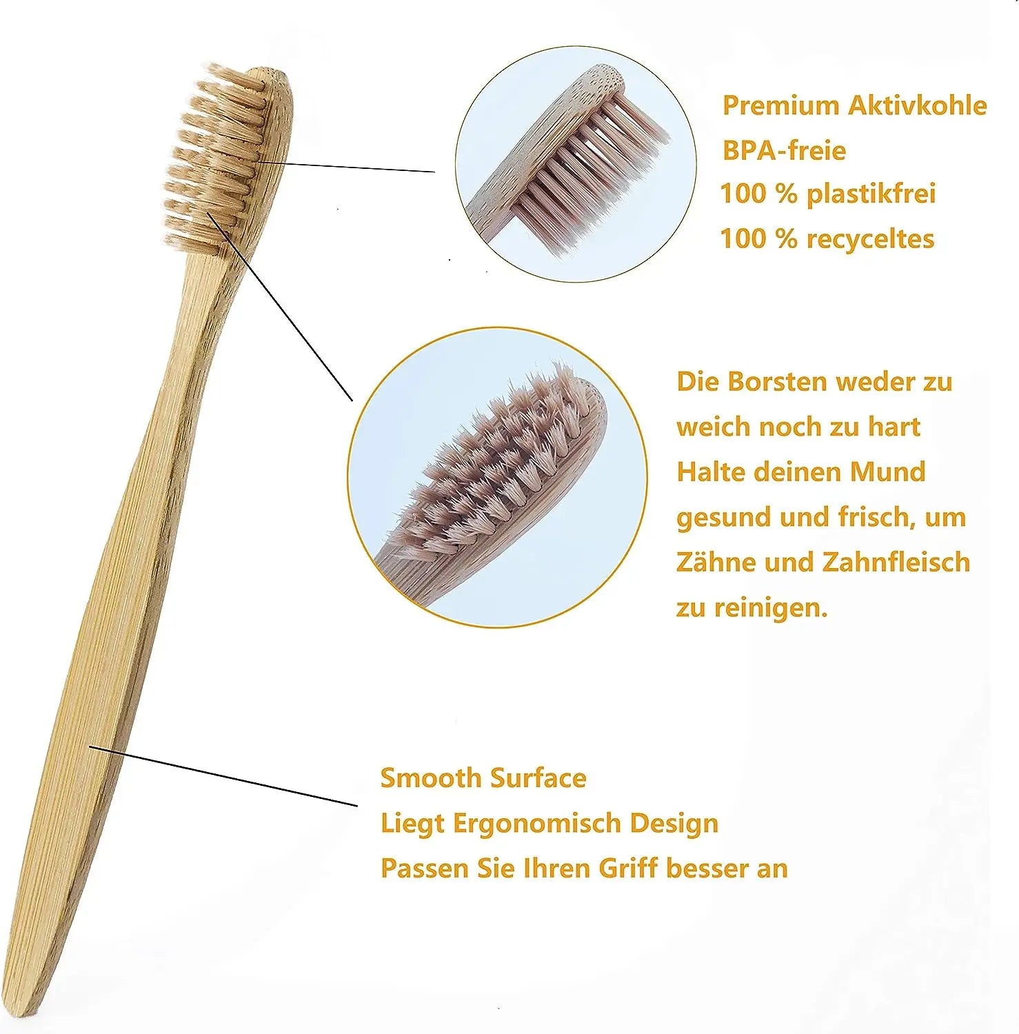 50Pcs Natural Bamboo Toothbrush Wood Toothbrushes Soft Bristles (nylon) Fiber Oral Care
