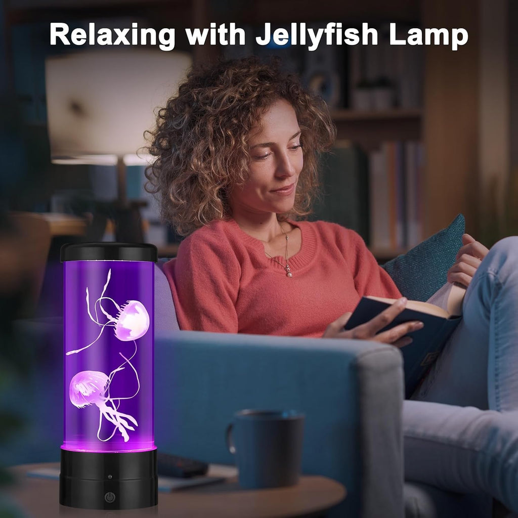 Jellyfish Lamp with 7 Colours, Electric Jellyfish Light Lamp with Auto Color Changing, Mood Table Lamp for Home, Office, Aquarium, Tank [Black]