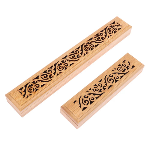 1Pc Bamboo Incense Burner with Laying Plate Aromatherapy Bamboo Insence Box Burner Ash Catcher for Incense Storage and Burning