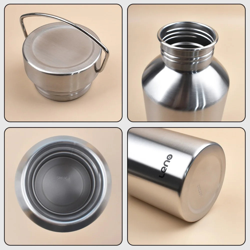 2L Drink Bottle Large Capacity Stainless Steel Single-Layer Metal Flask