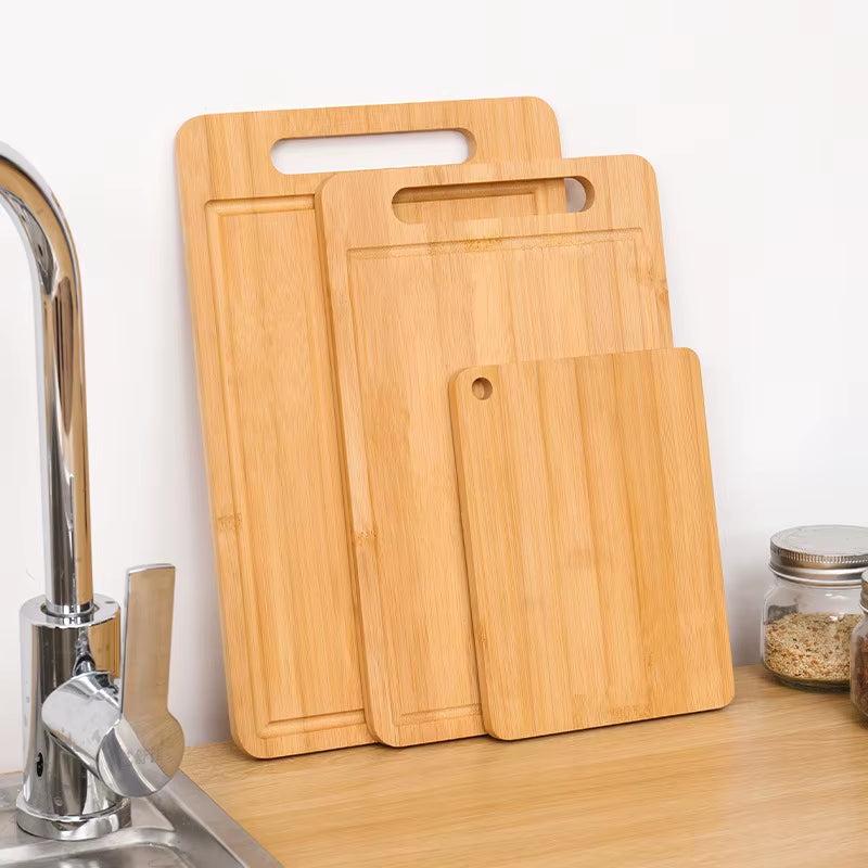 Double-Sided Bamboo Cutting Board - Natural Moso Bamboo Anti-Mold Kitchen Chopping Board