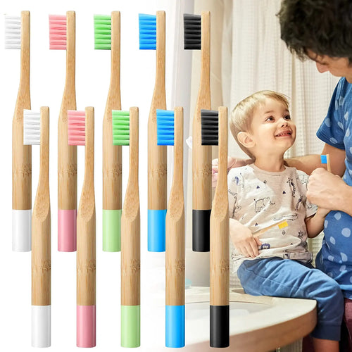 20 Pcs Kids Bamboo Toothbrush Natural Soft Bristle Bpa-Free various Colours