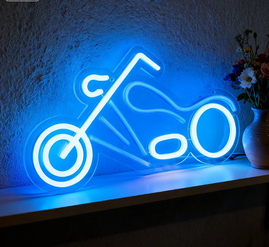 Retro Chopper Motorcycle Neon Sign Dimmable LED Neon Light for Man Cave Garage Biker Bar Game Room Bedroom Wall Decor USB Power