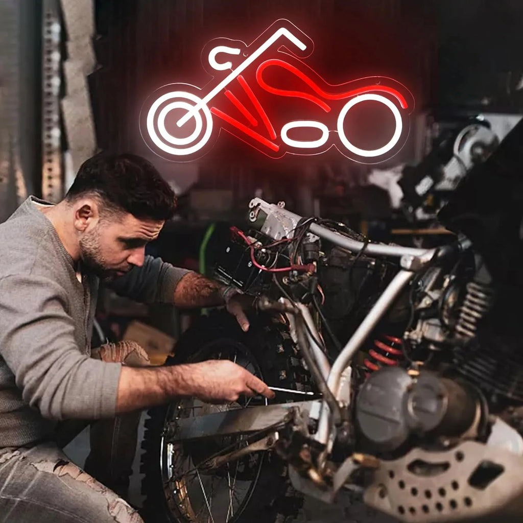Retro Chopper Motorcycle Neon Sign Dimmable LED Neon Light for Man Cave Garage Biker Bar Game Room Bedroom Wall Decor USB Power