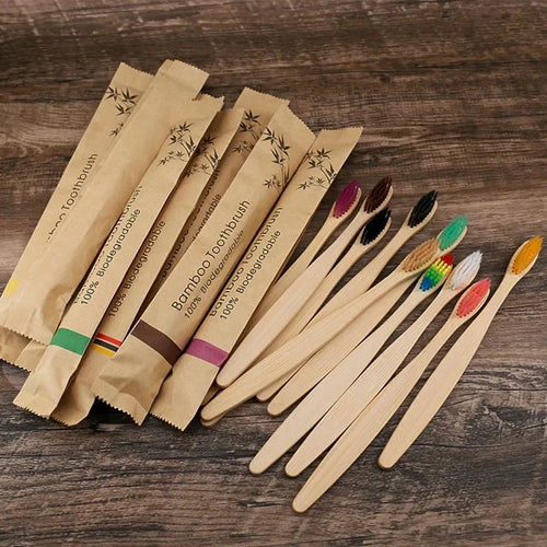 50Pcs Natural Bamboo Toothbrush Wood Toothbrushes Soft Bristles (nylon) Fiber Oral Care