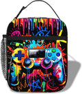 Game Boys Lunch Bag, Graffiti Style Kids Lunch Box, Reusable and Waterproof Lunchbox for Boys, Insulated Lunchbag with Mesh Bag for School, Travel, Picnic (B)