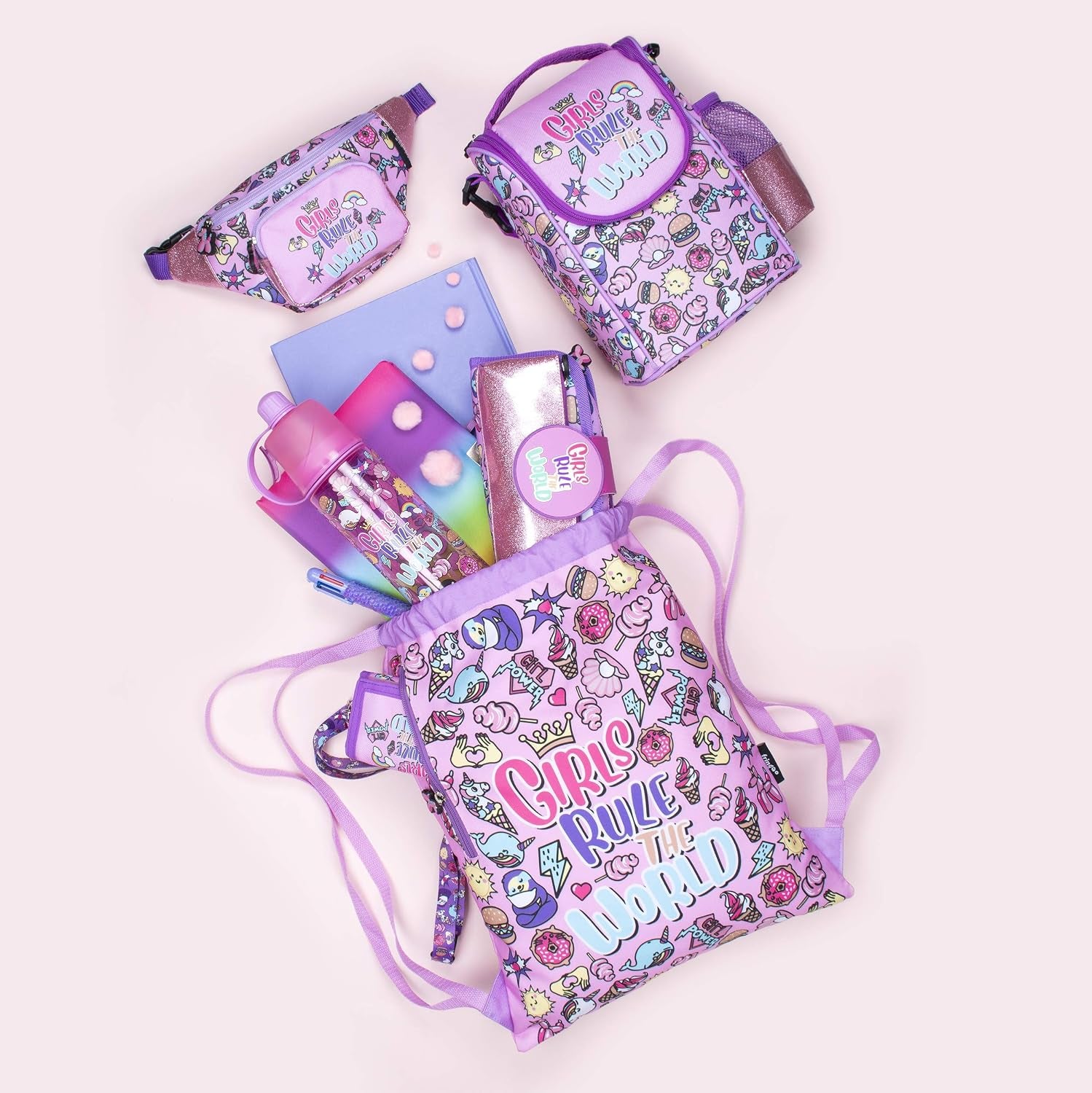 Kids Lunch Bag for School - Insulated with Water Pocket - 5 Designs
