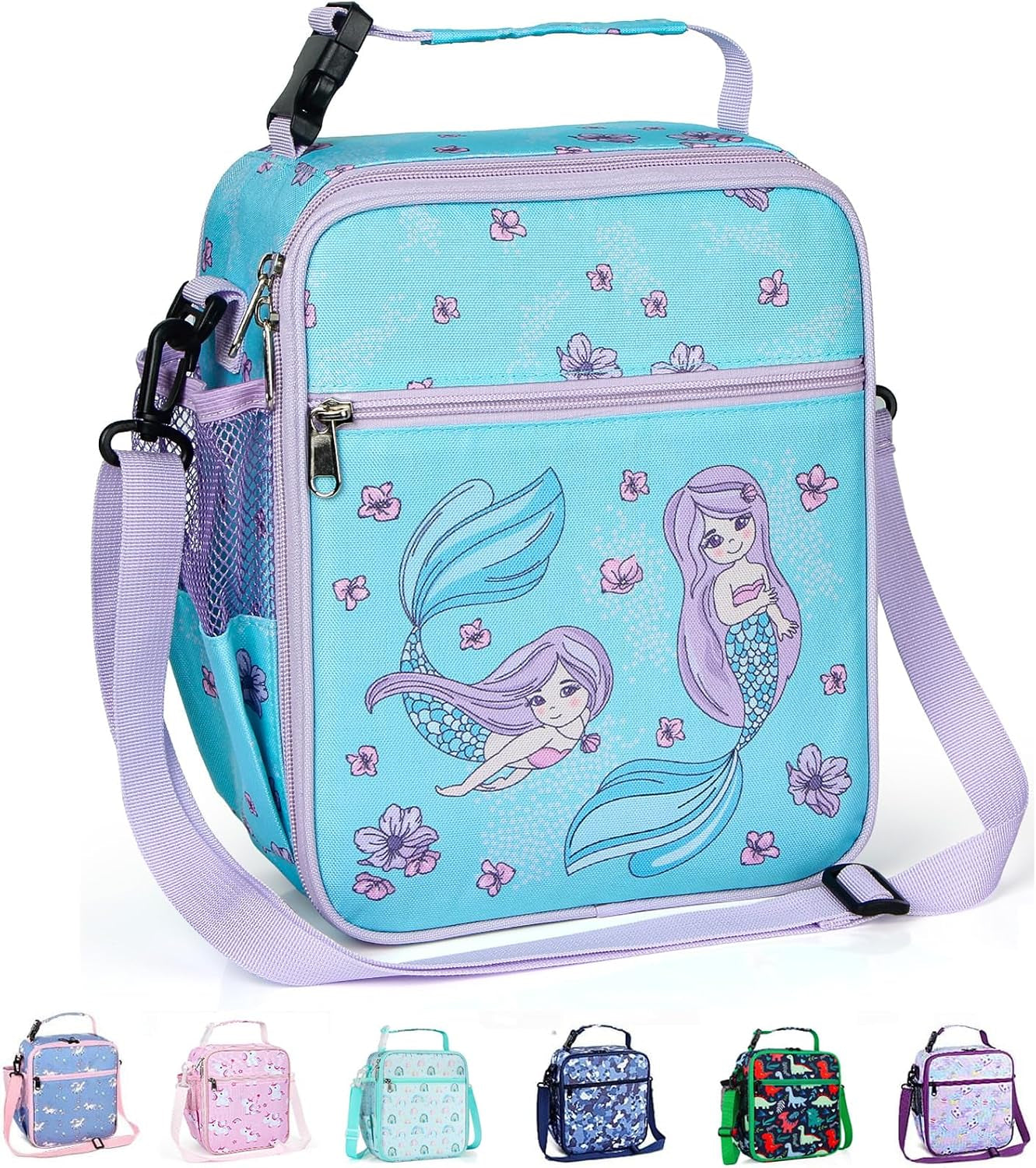 Kids Lunch Bag, Reusable Lunch Bag with Adjustable Strap, Insulated Picnic Bag (Dinosaur)