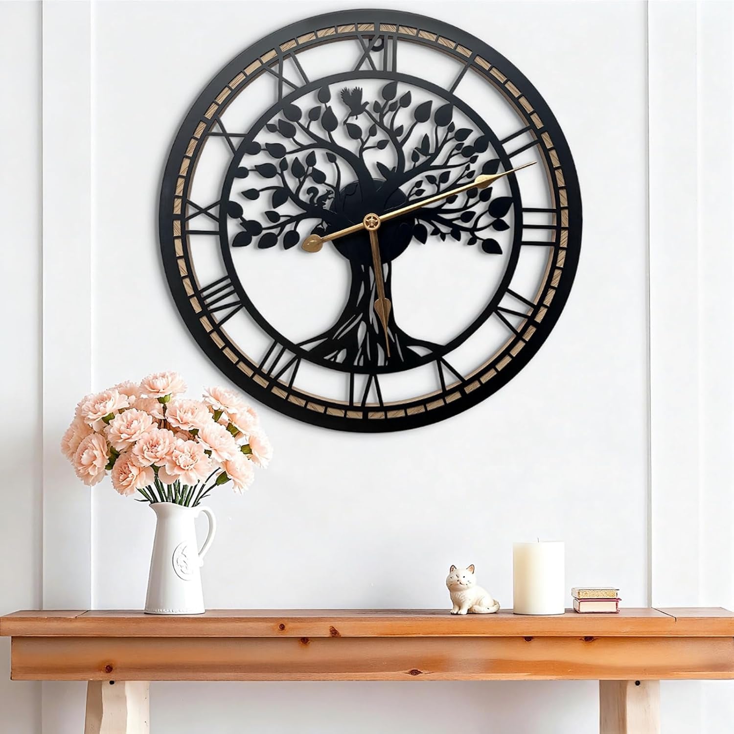 Tree of Life Wall Clock, Clocks for Living Room, Kitchen Clock Quiet and No Ticking, Suitable for Wall Decor, Living Room Decoration, Kitchen Decoration(40Cm)