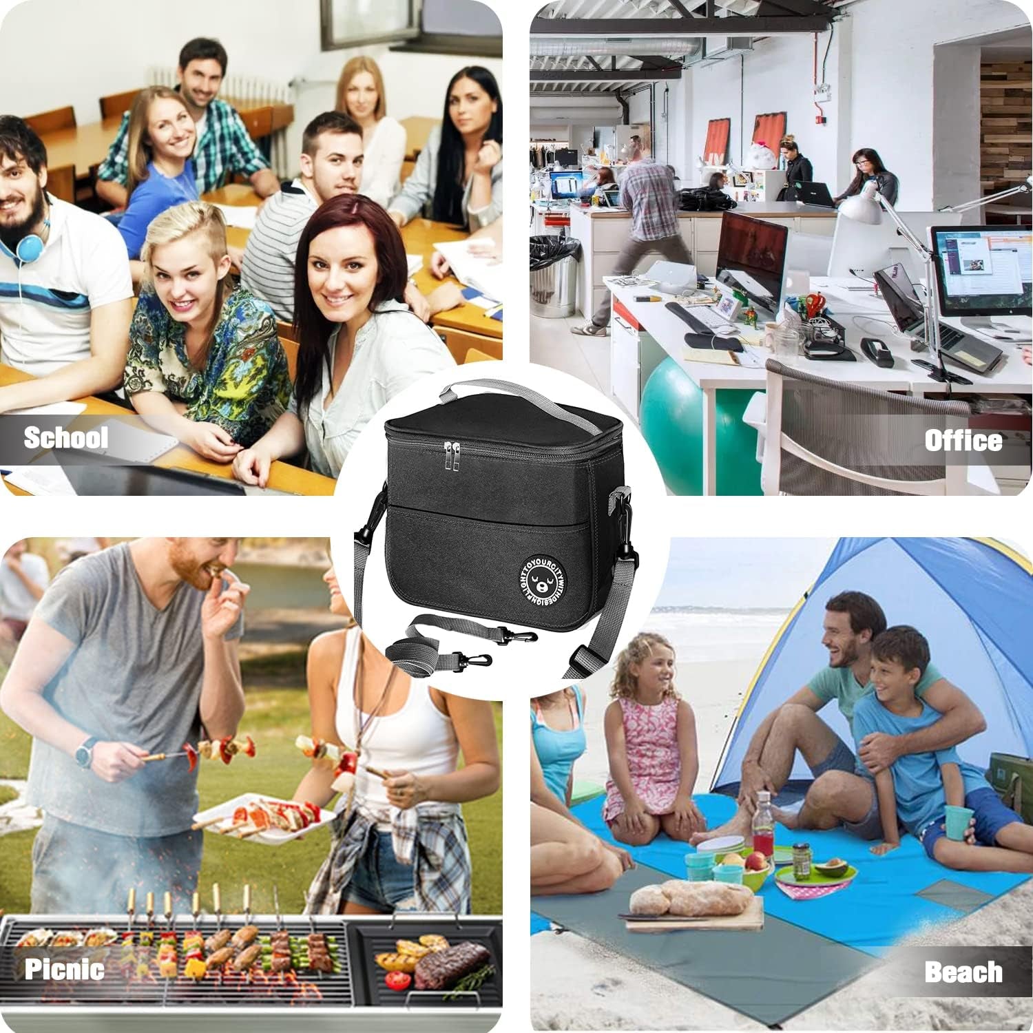 Lunch Bag, Insulated 7.9L Cooler Bag Waterproof Leak-Proof for Outdoor, Beach, Camping, BBQ, Travel