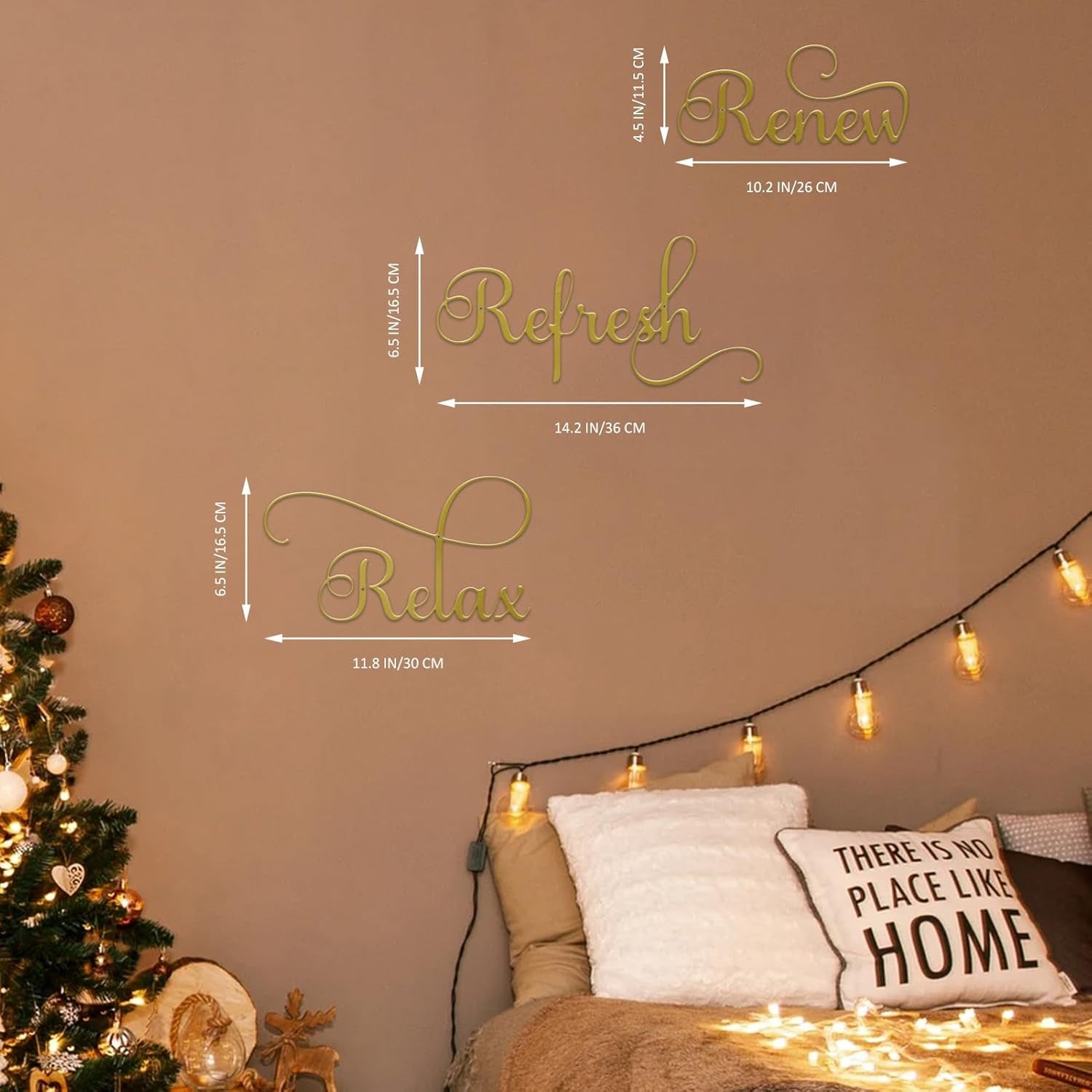 3 Pieces Letter Sign Black Metal Relax Refresh Renew Bathroom Wall Art Metal Black Farmhouse Wall Decorations for Home Living Room Any Room Bathroom Sign (Gold)
