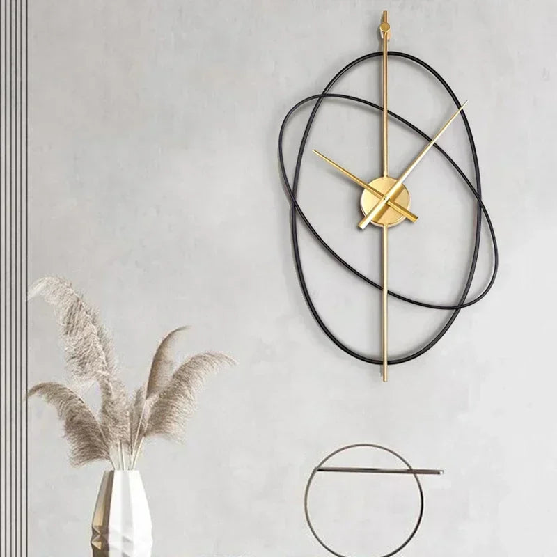 Simple Iron Wall Clock Metal Oval Clocks Wall Home Decor Modern Design