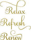 3 Pieces Letter Sign Black Metal Relax Refresh Renew Bathroom Wall Art Metal Black Farmhouse Wall Decorations for Home Living Room Any Room Bathroom Sign (Gold)