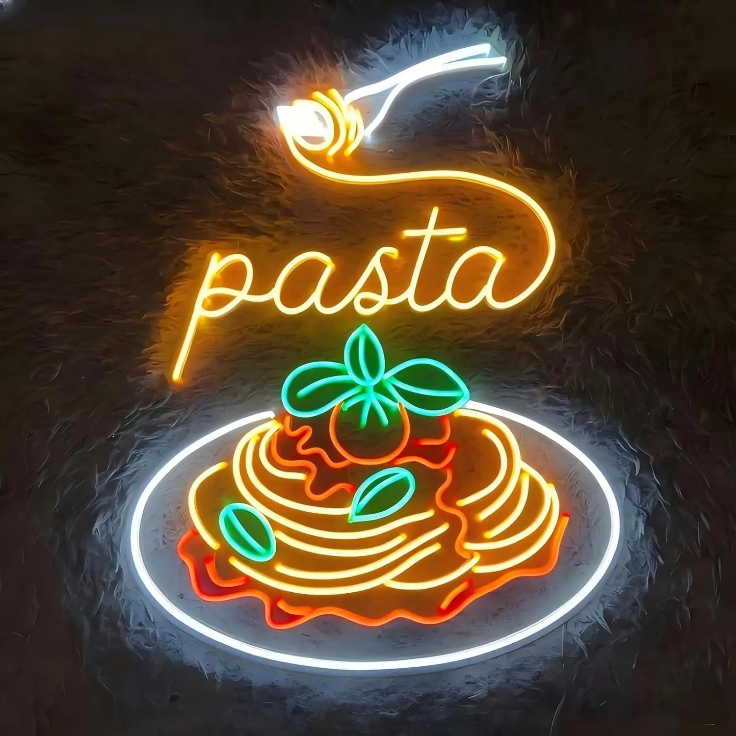 Pasta Neon Sign USB Dimmable LED Neon Light Sign Wall Art Decoration for Gameroom Bedroom Livingroom Bar Party Birthday Gifts