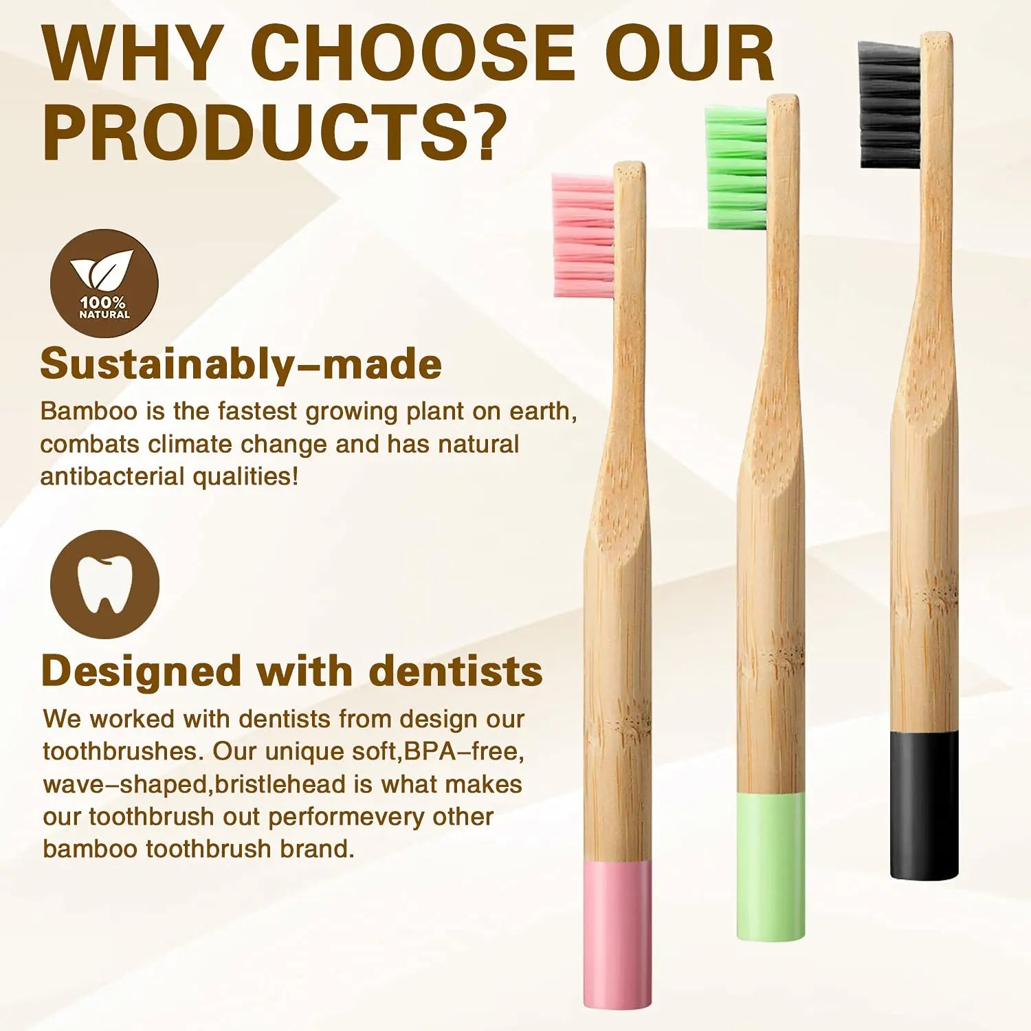 20 Pcs Kids Bamboo Toothbrush Natural Soft Bristle Bpa-Free various Colours