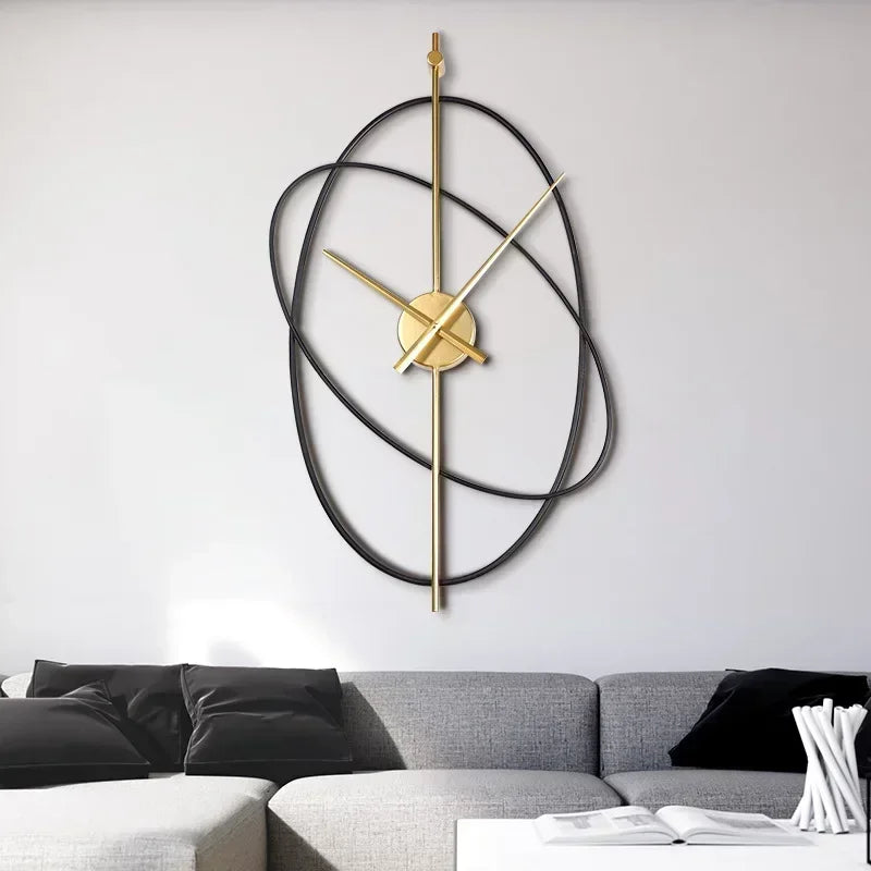 Simple Iron Wall Clock Metal Oval Clocks Wall Home Decor Modern Design