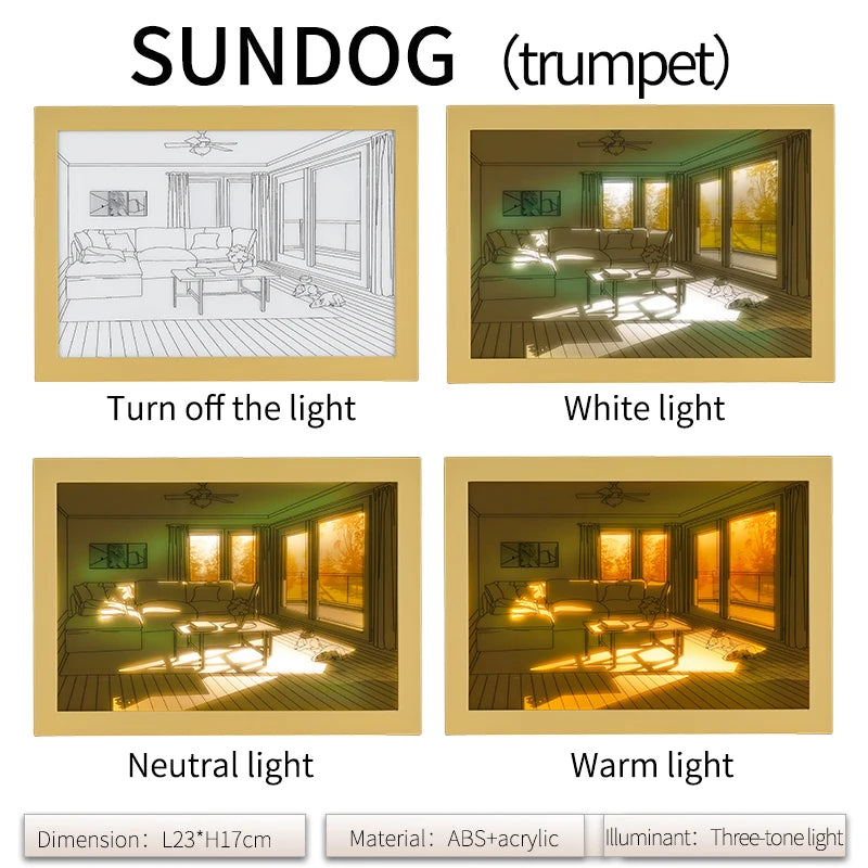 INS Lighting Painting Decorations Modern and Minimalist Bedside Bedroom Creative Luminous Lighting Painting Three Color Dimming