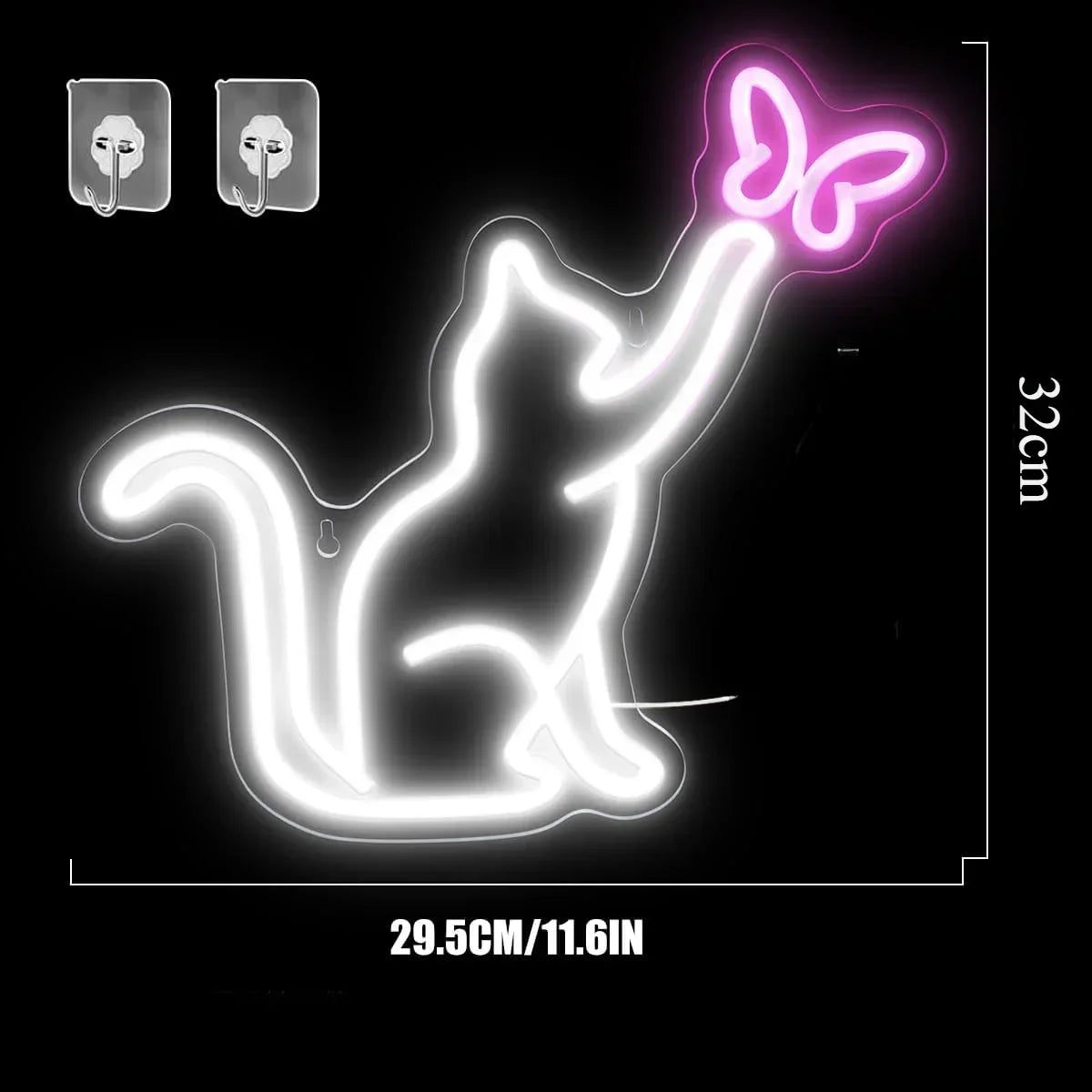 Cats and Butterflies LED Neon Sign USB Dimmable Neon Light Sign