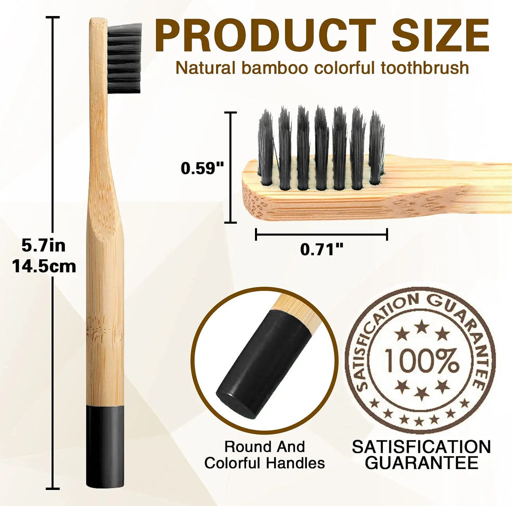 20 Pcs Kids Bamboo Toothbrush Natural Soft Bristle Bpa-Free various Colours