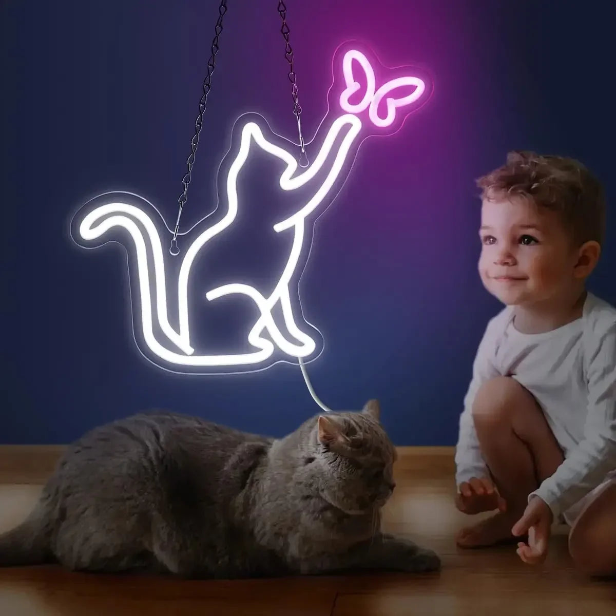 Cats and Butterflies LED Neon Sign USB Dimmable Neon Light Sign