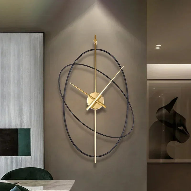Simple Iron Wall Clock Metal Oval Clocks Wall Home Decor Modern Design