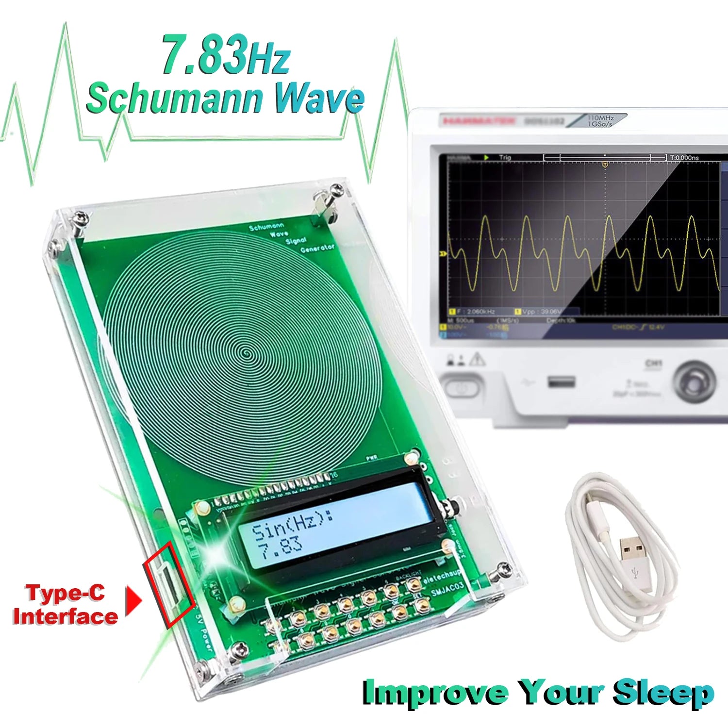 DC 4-15V 7.83Hz Schumann Wave Generator 0.01Hz~100000Hz Pure Sine FM Signal Generator Audio Resonator Sine Pulse Wave Generator
