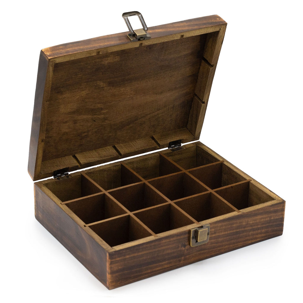 Mango Carved Tea Box - ( 12 compartments)