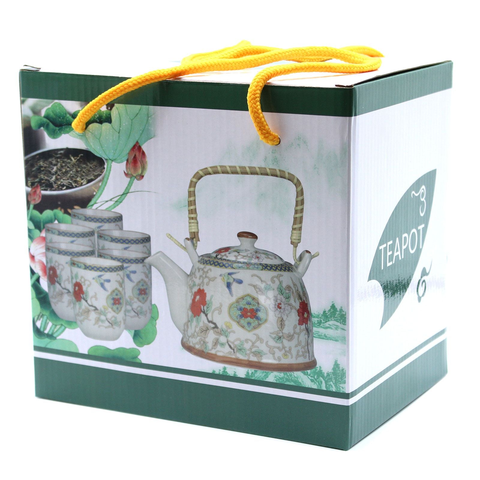 Herbal Teapot Set - White Stone Oriental Design