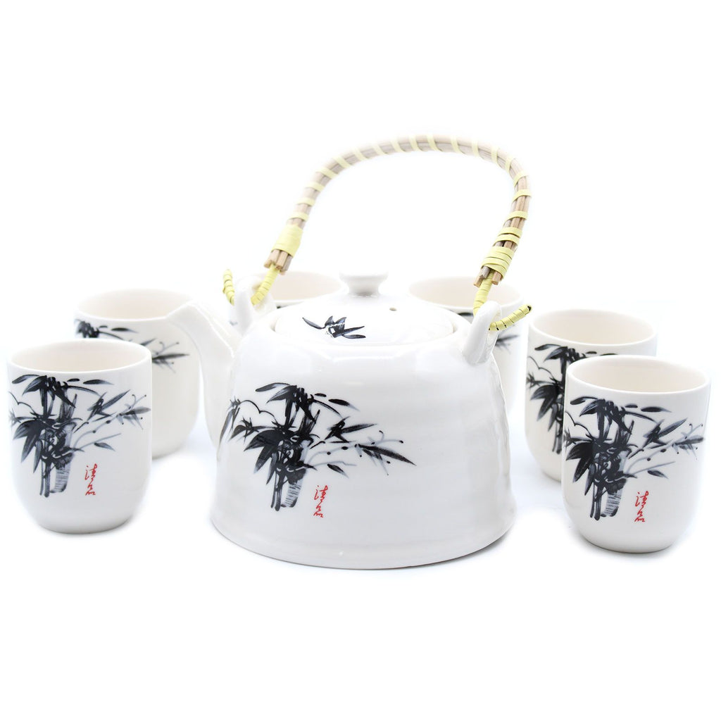 Herbal Teapot Set - White Stone Oriental Design